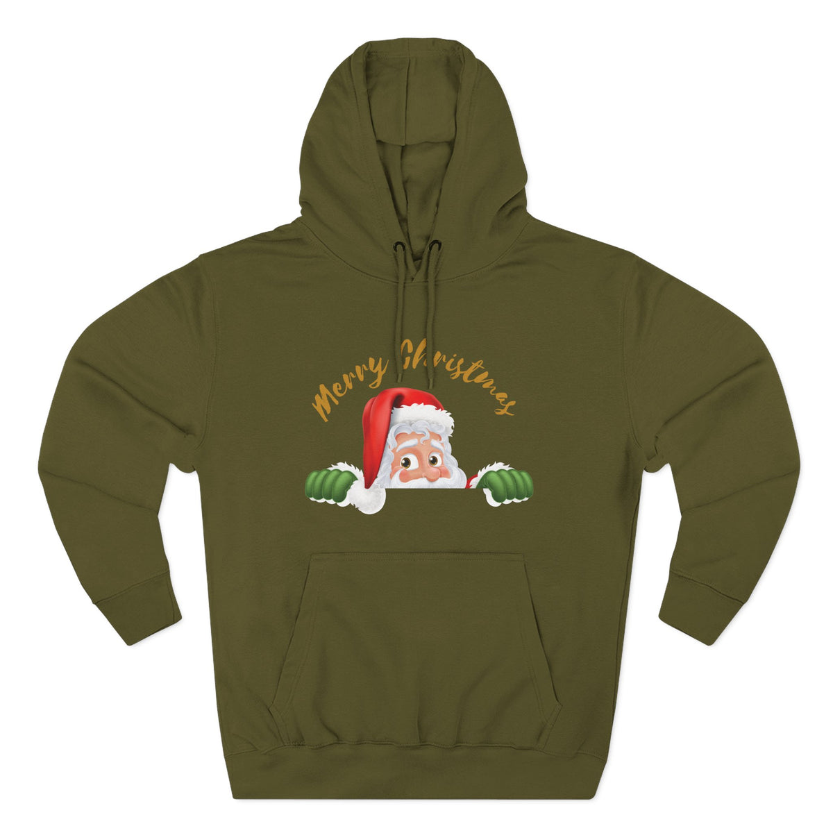 Three-Panel Fleece Hoodie - santa claus merry christmas