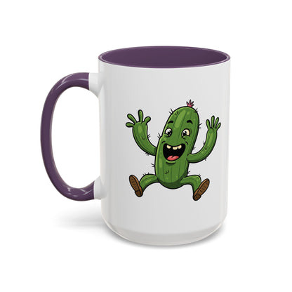 Cactus Mania Happy Jumping Cactus Mug - Cheerful Ceramic Coffee Cup