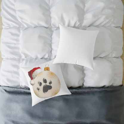 'Santa Paws' Christmas Throw Pillow | Paw Print Pet Lover Holiday Decor