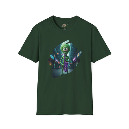 Alien Saxophone Player Unisex T-Shirt: Sci-Fi Vibes