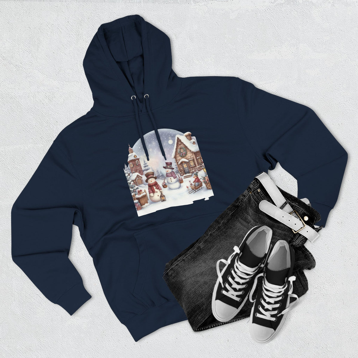 Three-Panel Fleece Hoodie - snowman design