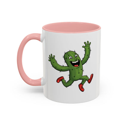 Cactus Mania Running Cactus Mug - Fun & Eco-Friendly Ceramic Coffee Cup 11oz Pink