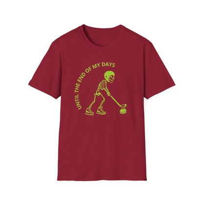 Hockey 'Til I Die: Skeleton fluo Hockey Player T-Shirt | Men's Short Sleeve Tee - Unisex Softstyle T-Shirt Cardinal Red