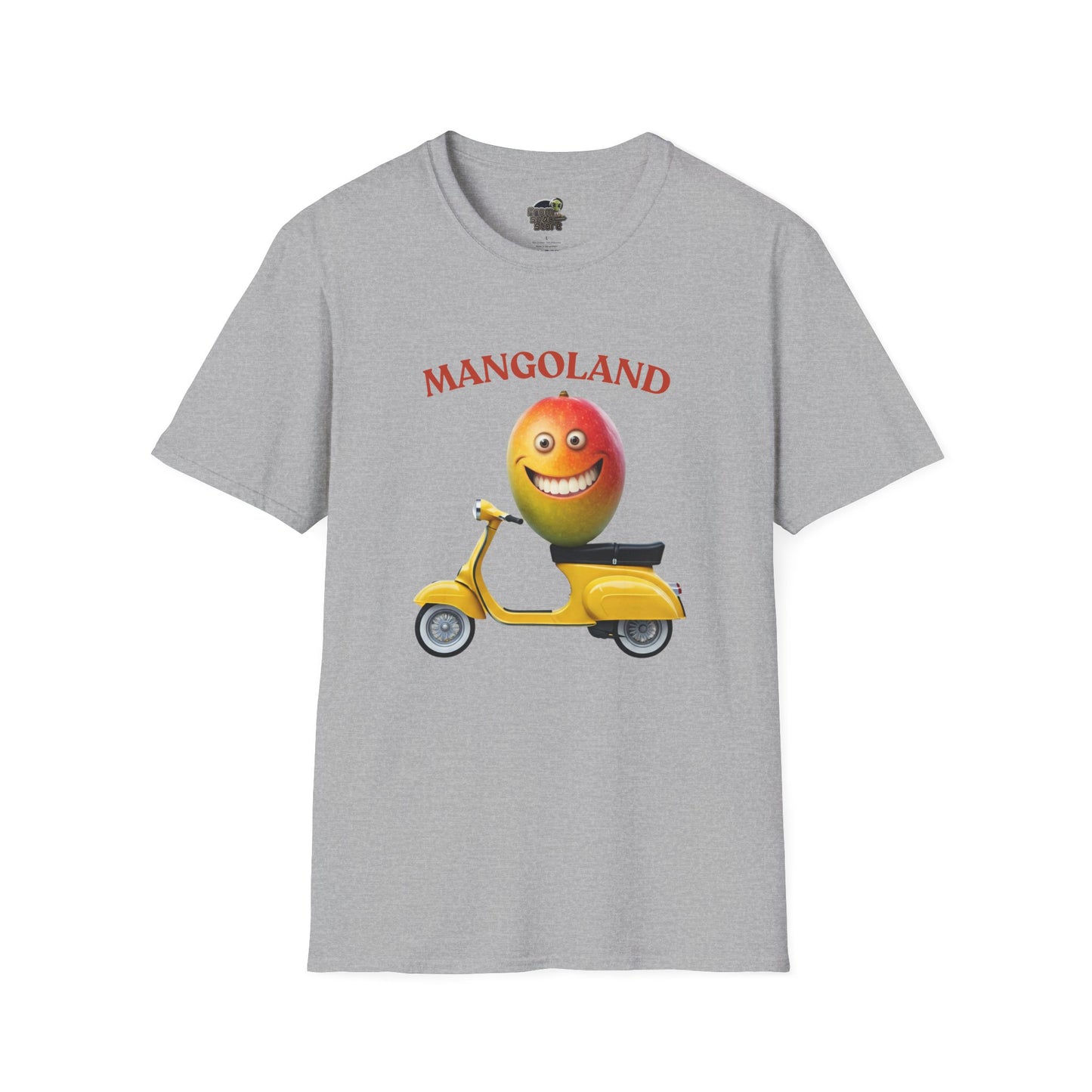 Mangoland t-shirt: Funny Mango Riding Vespa Tee Sport Grey