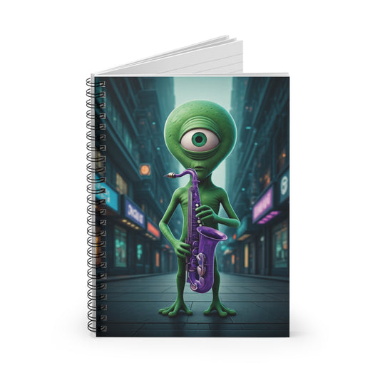 Alien Sax Player Spiral Notebook - A Jazzy Journal for Your Creative Riffs One Size