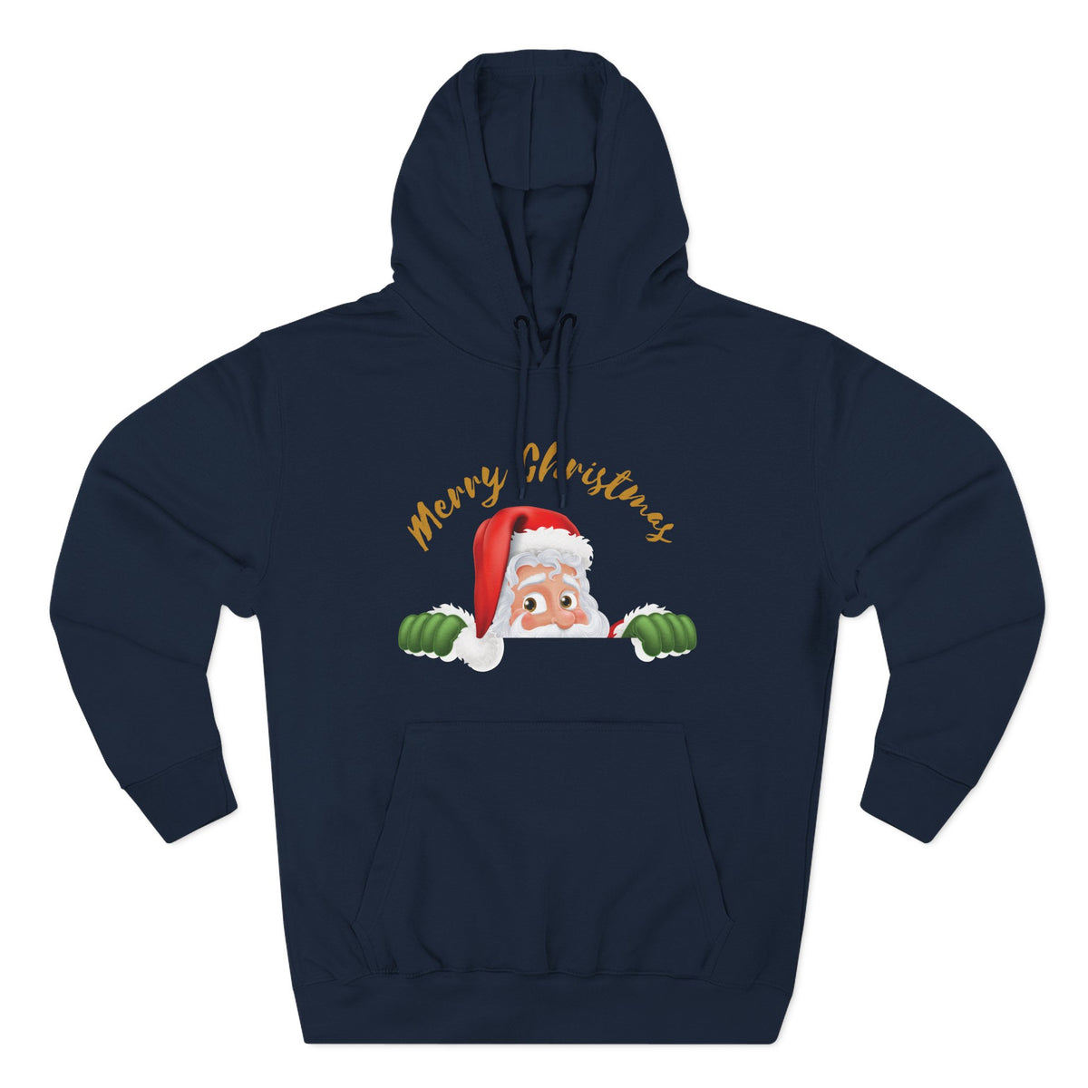 Three-Panel Fleece Hoodie - santa claus merry christmas