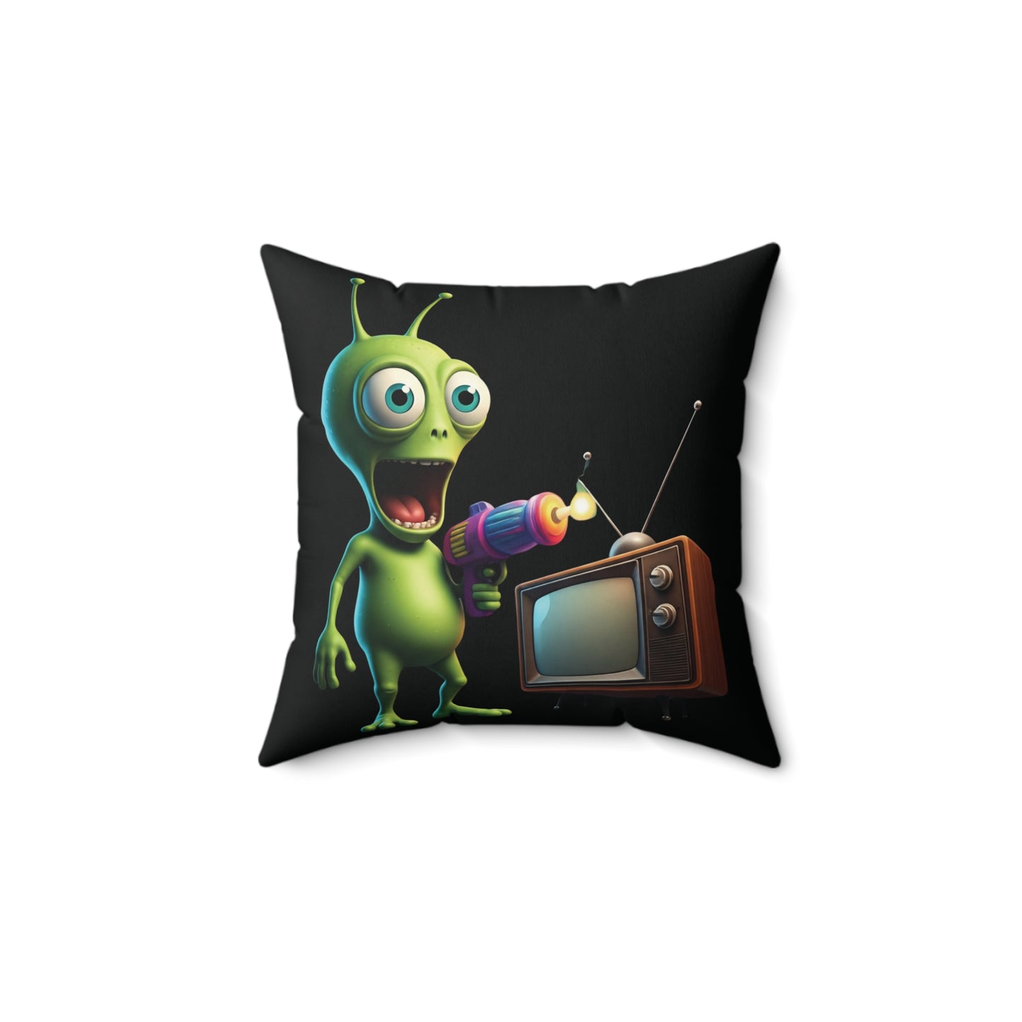 The Roswell Transmission: Vintage TV Alien Pillow