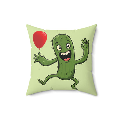 Cactus with red balloon throw pillow