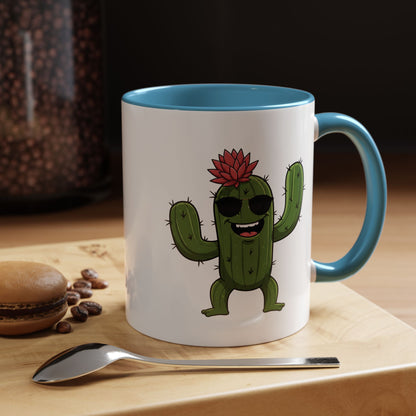 Cactus Mania Funny Cactus Mug with Sunglasses - Happy Ceramic Coffee Cup