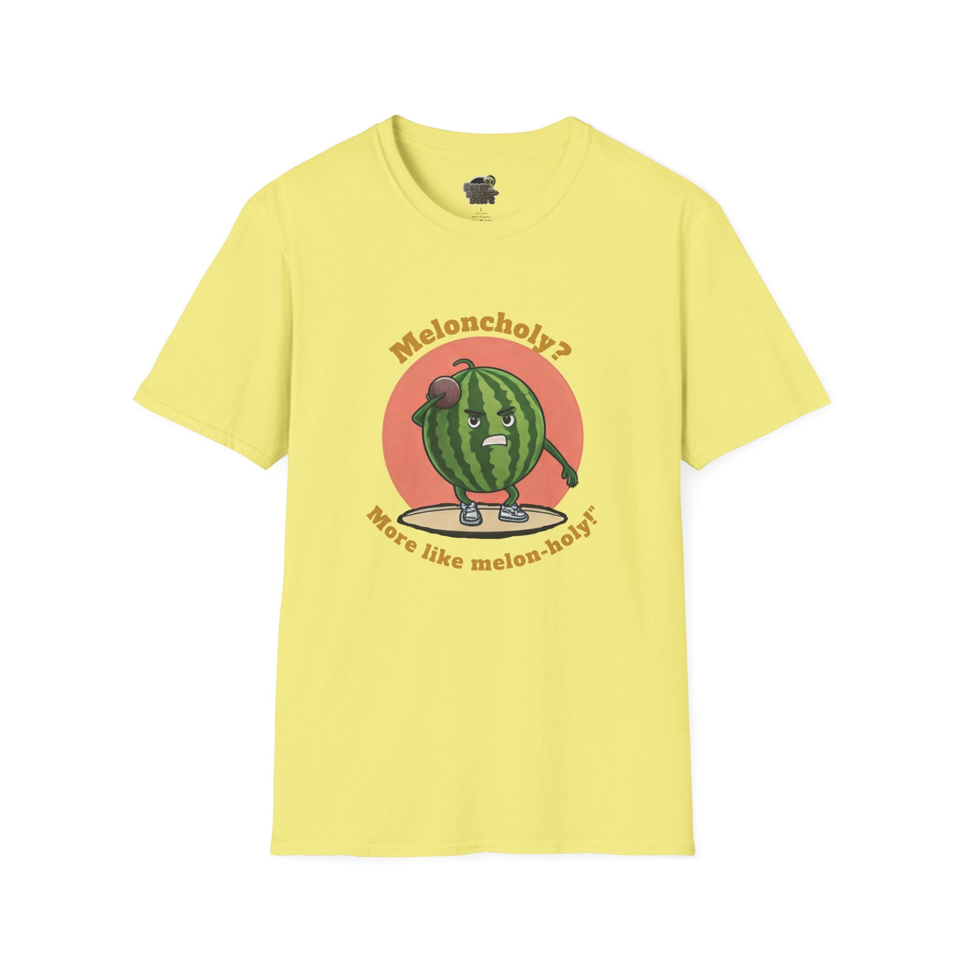 Melon-Holy t-shirt: Funny Watermelon Shot Put Tee Cornsilk