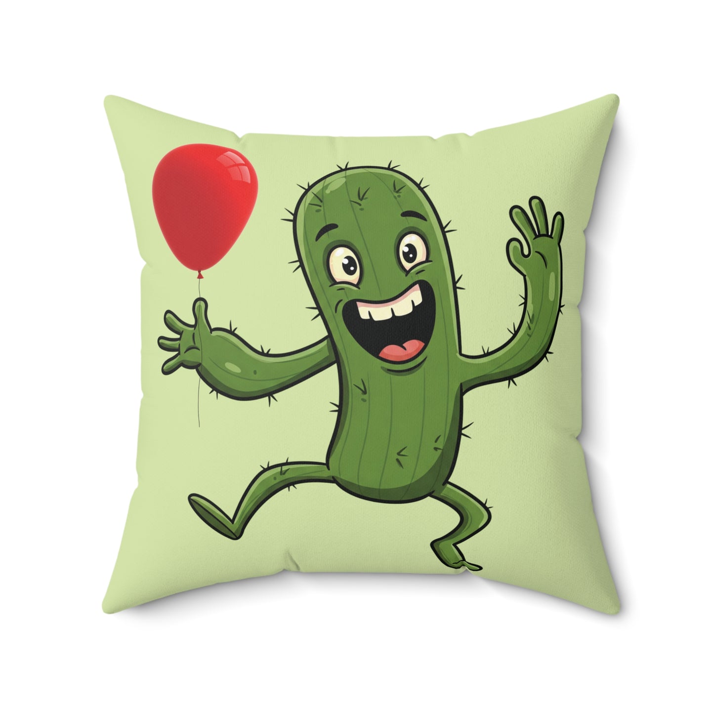 Cactus with red balloon throw pillow