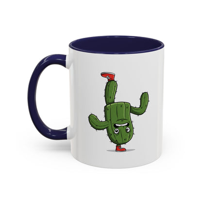 Cactus Mania Upside Down Cactus Mug - Unique & Fun Ceramic Cup for All Ages 11oz Navy