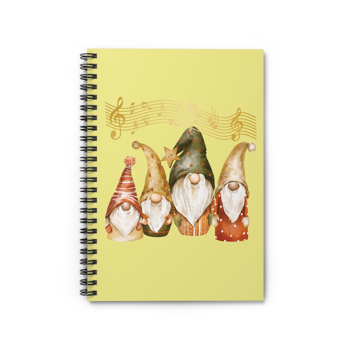 Festive Four Gnomes Spiral Notebook - Christmas Holiday Ruled Journal - Winter Stationery Gift
