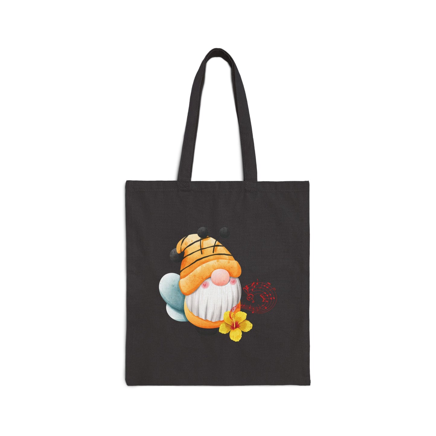 Mystical Bee Gnome Tote Bag: Carry Your Melodies & Magic (Natural & Black Canvas)