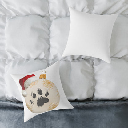 'Santa Paws' Christmas Throw Pillow | Paw Print Pet Lover Holiday Decor