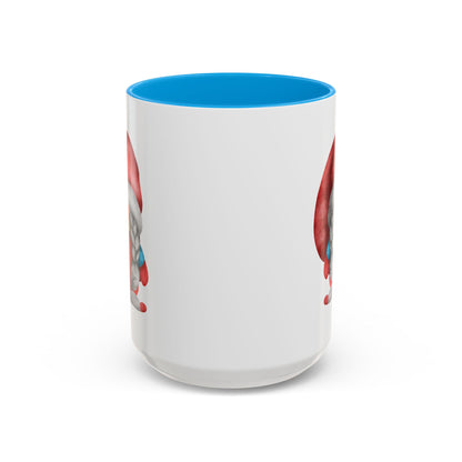 Cheerful Red Gnome with Braids Mug - Sip Your Sweet Melody | Ceramic Coffee & Tea Cup (11oz/15oz) 15oz Light Blue