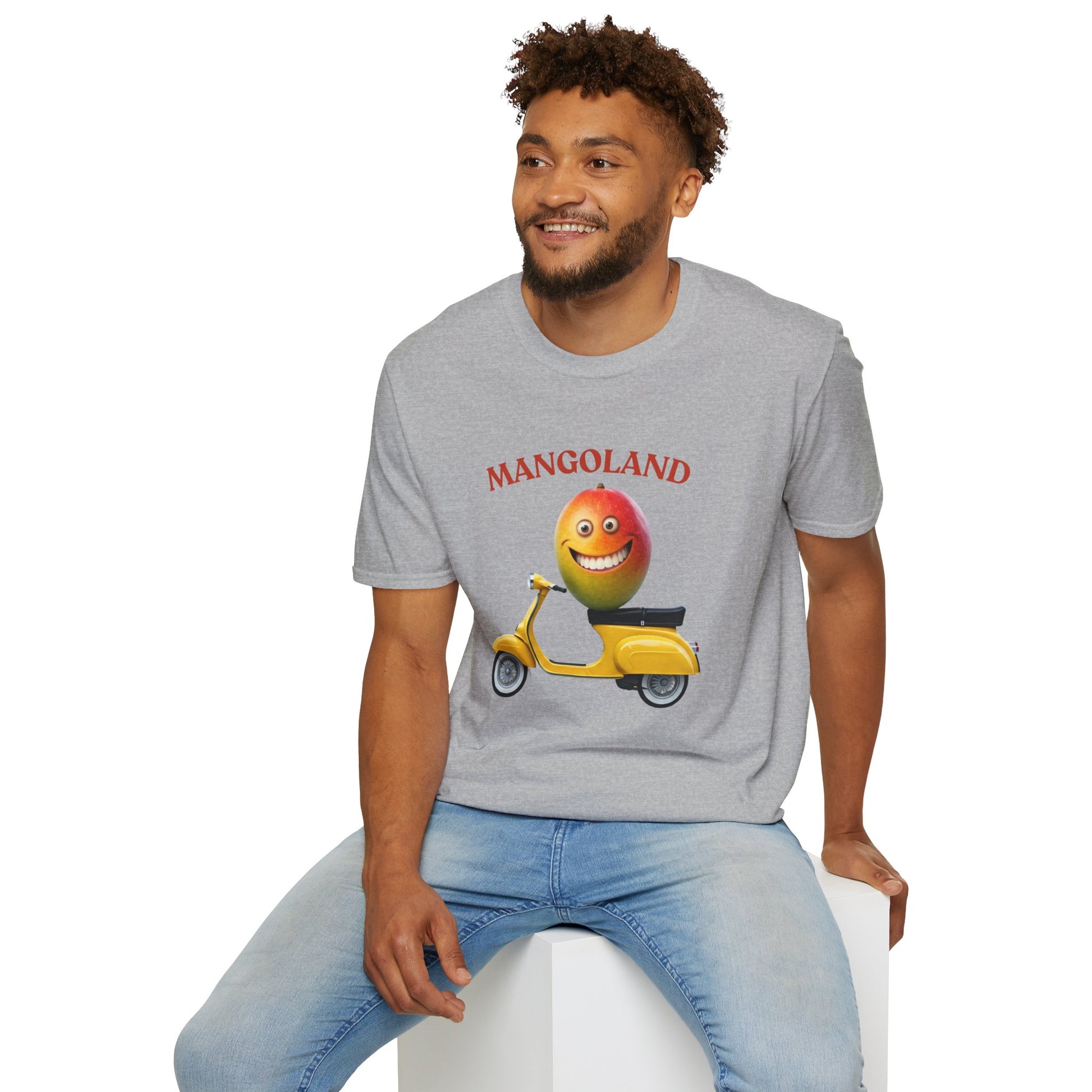Mangoland t-shirt: Funny Mango Riding Vespa Tee