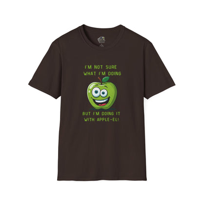 Apple-El t-shirt: Funny Smiling Apple Positive Tee Dark Chocolate