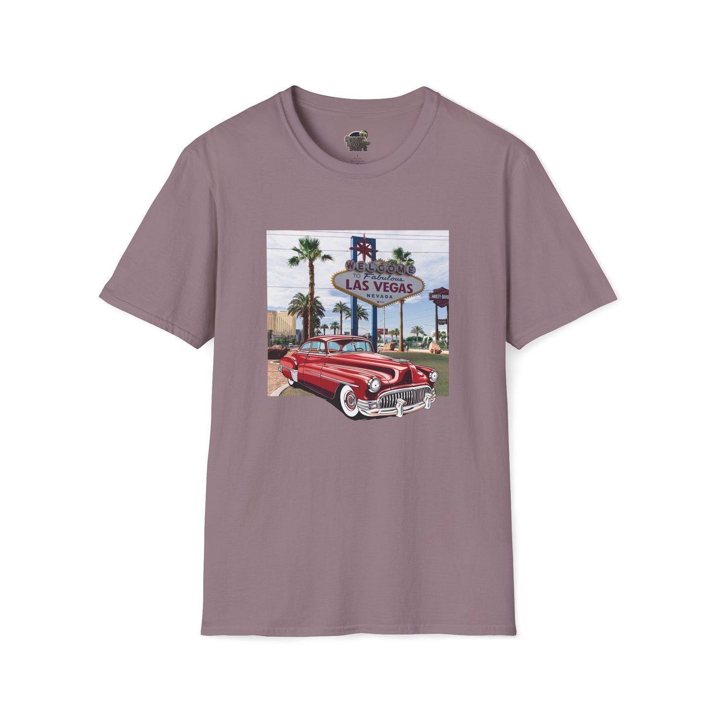 Vegas Cruiser T-Shirt: Retro Las Vegas Sign & Classic Red Car | Vintage Road Trip Tee