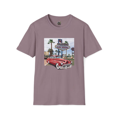 Vegas Cruiser T-Shirt: Retro Las Vegas Sign & Classic Red Car | Vintage Road Trip Tee