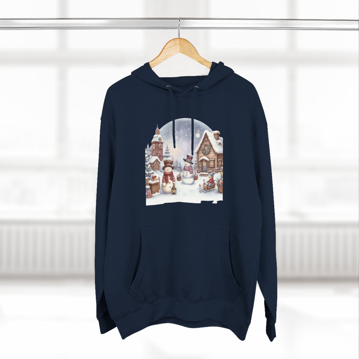 Three-Panel Fleece Hoodie - snowman design