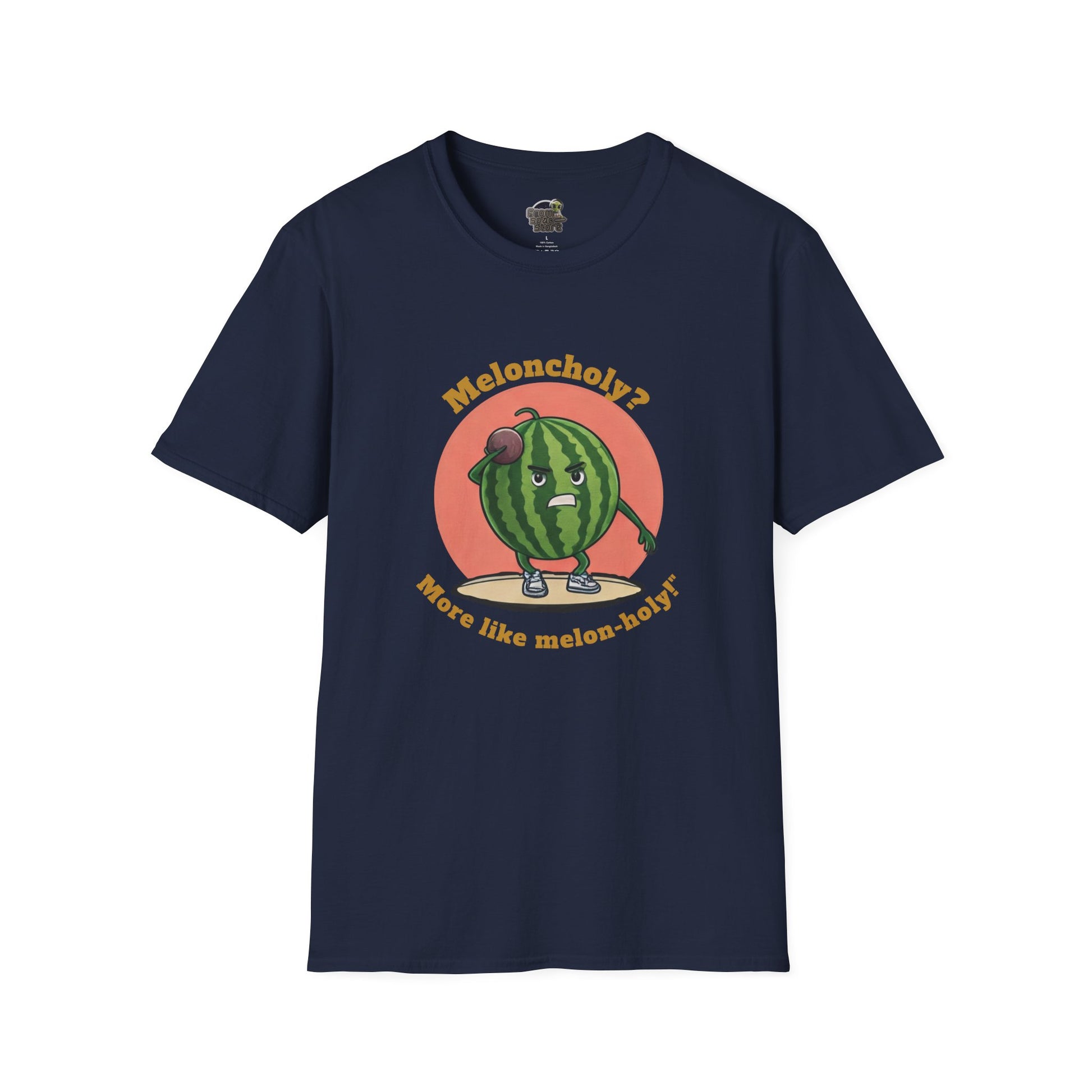 Melon-Holy t-shirt: Funny Watermelon Shot Put Tee Navy