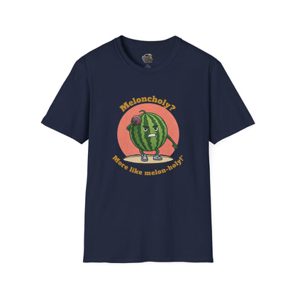 Melon-Holy t-shirt: Funny Watermelon Shot Put Tee Navy