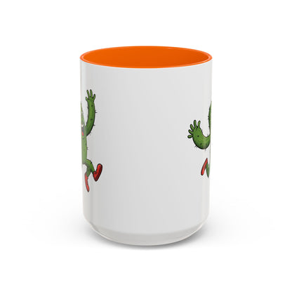 Cactus Mania Running Cactus Mug - Fun & Eco-Friendly Ceramic Coffee Cup 15oz Orange