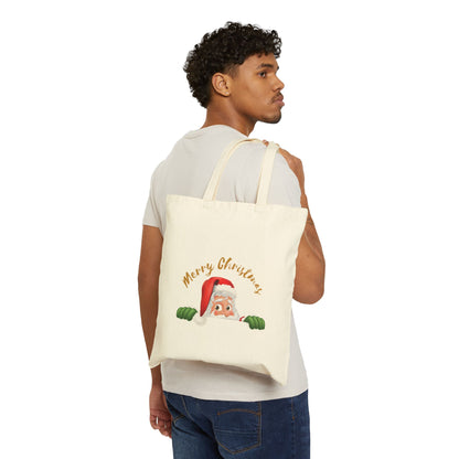 Jolly Santa "Merry Christmas" Canvas Tote Bag – Festive Holiday Gift!