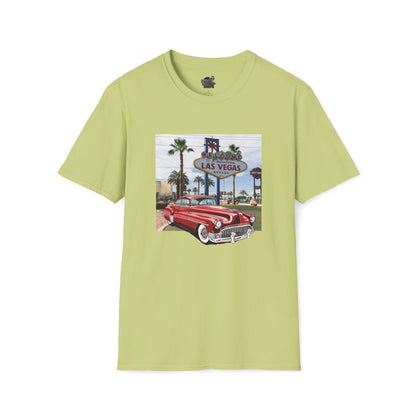 Vegas Cruiser T-Shirt: Retro Las Vegas Sign & Classic Red Car | Vintage Road Trip Tee