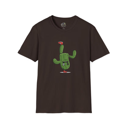 Upside-Down Cactus T-Shirt: Fun & Quirky Organic Cotton Tee | Cactus Mania Collection Dark Chocolate