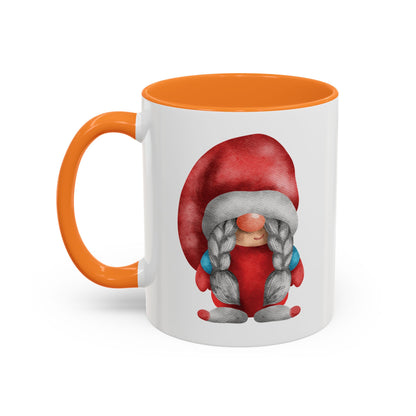 Cheerful Red Gnome with Braids Mug - Sip Your Sweet Melody | Ceramic Coffee & Tea Cup (11oz/15oz)