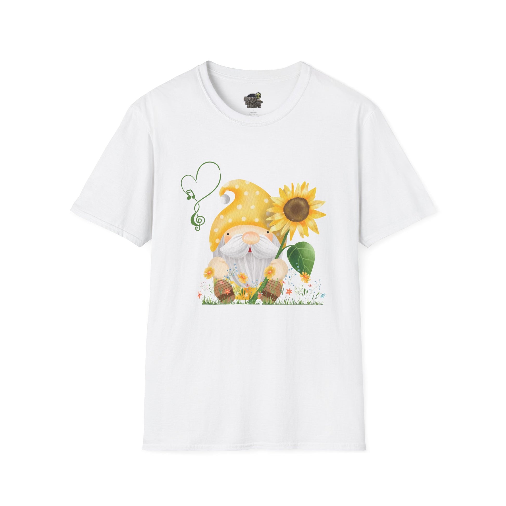 Gnome with Sunflower Unisex T-Shirt: Sunshine, Smiles & Secret Songs