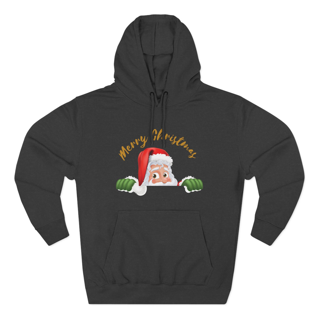 Three-Panel Fleece Hoodie - santa claus merry christmas