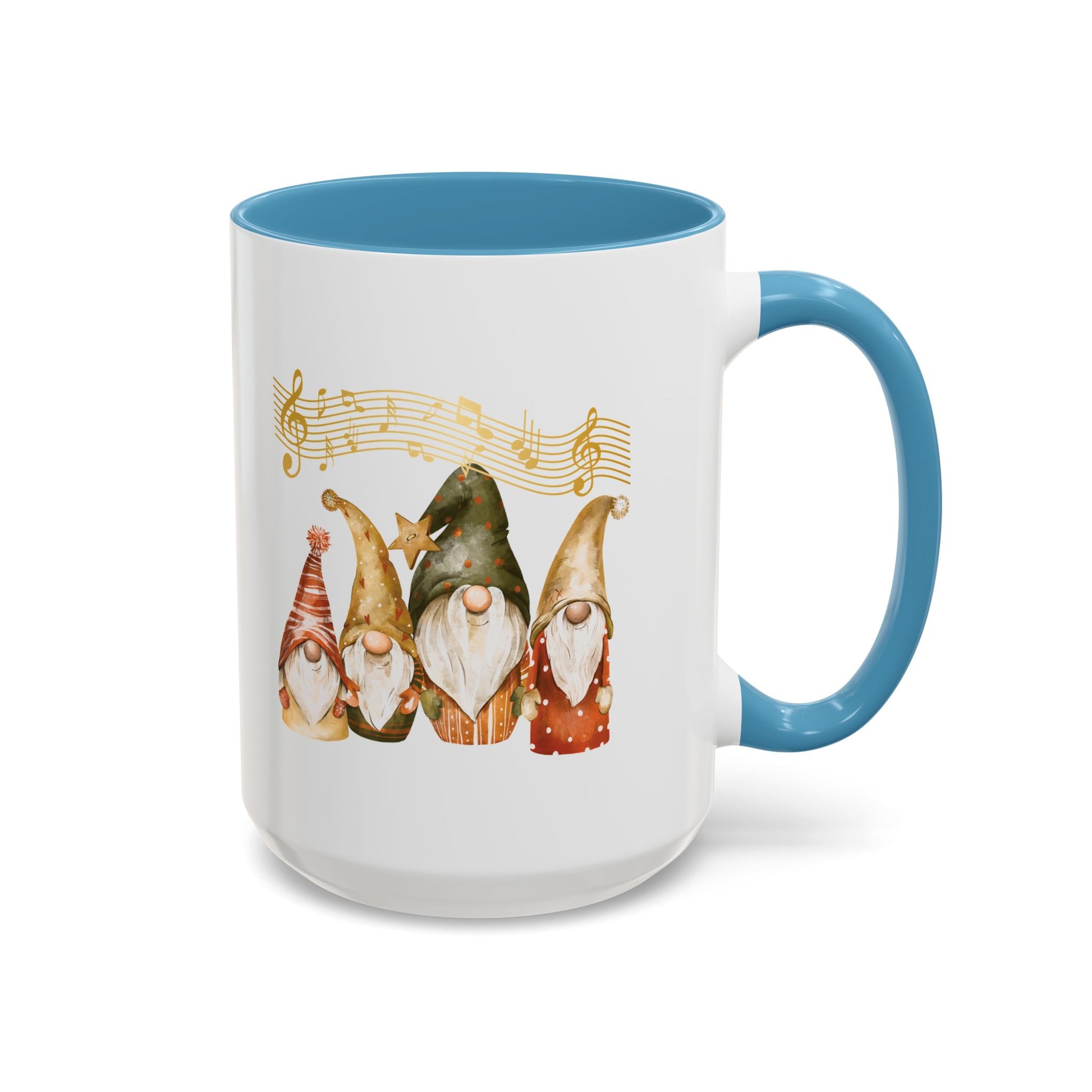 Musical Gnome Tea Mug light blue ceramic for music lovers gnome whispers collection.