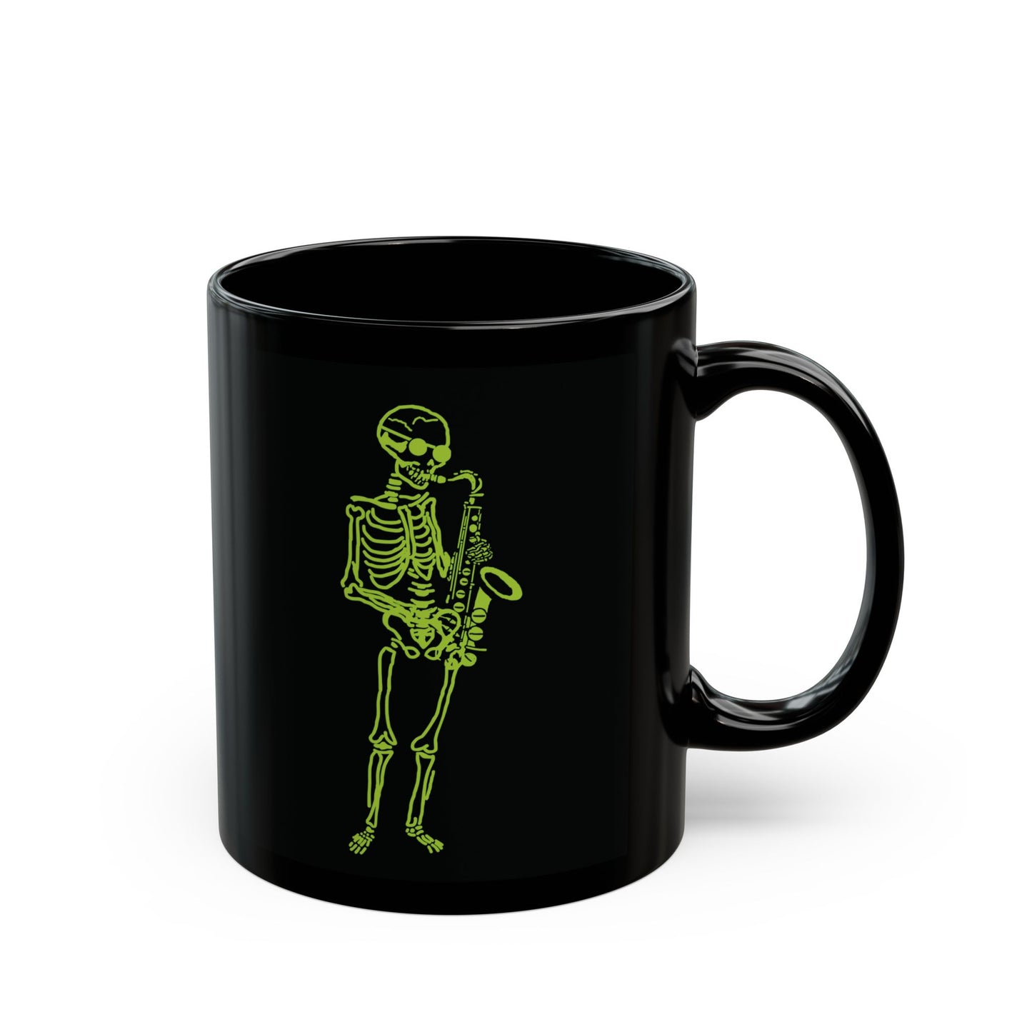 Skeleton Saxophonist Fluo Mug | Rock/Jazz Musician Gift