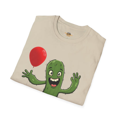 Cactus Mania T-Shirt: Cheerful Cactus with Balloon | Organic Cotton Unisex Tee