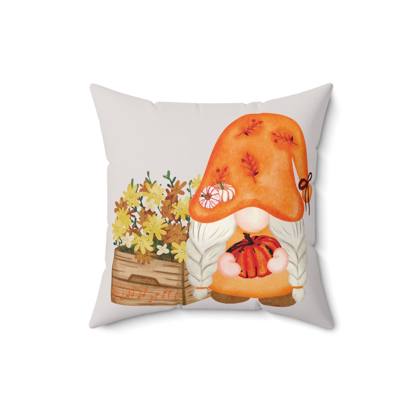 Harvest Whisper – Autumn Pumpkin & Flower Gnome Pillow