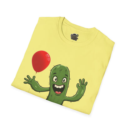 Cactus Mania T-Shirt: Cheerful Cactus with Balloon | Organic Cotton Unisex Tee