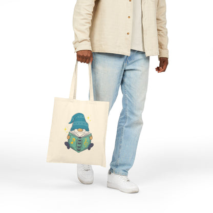 Magical Reading Gnome Tote Bag: Carry Your Stories & Sparkle (Natural & Black Canvas)