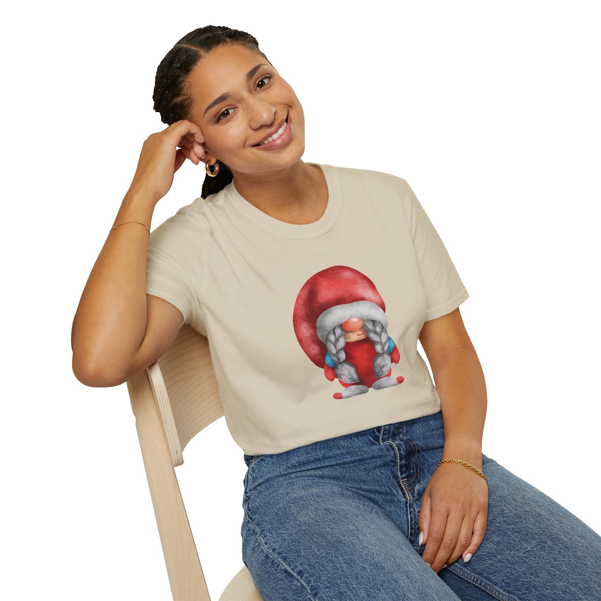 Cute Gnome T-shirt | Soft and Comfy Cotton Tee for Women | Perfect for Casual Wear | Unique Gift Idea | Gnome Lovers Sand