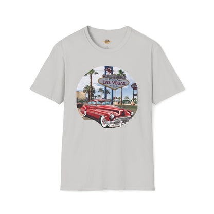 Vegas Cruiser T-Shirt: Retro Las Vegas Sign & Classic Red Car | Vintage Road Trip Tee