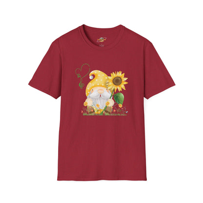 Gnome with Sunflower Unisex T-Shirt: Sunshine, Smiles & Secret Songs