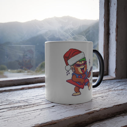 Rock Star Monkey Color Changing Mug 11oz | Heat Reveal Christmas Guitar Mug