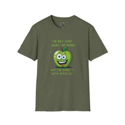 Apple-El t-shirt: Funny Smiling Apple Positive Tee Military Green