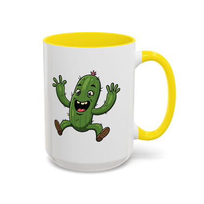 Cactus Mania Happy Jumping Cactus Mug - Cheerful Ceramic Coffee Cup