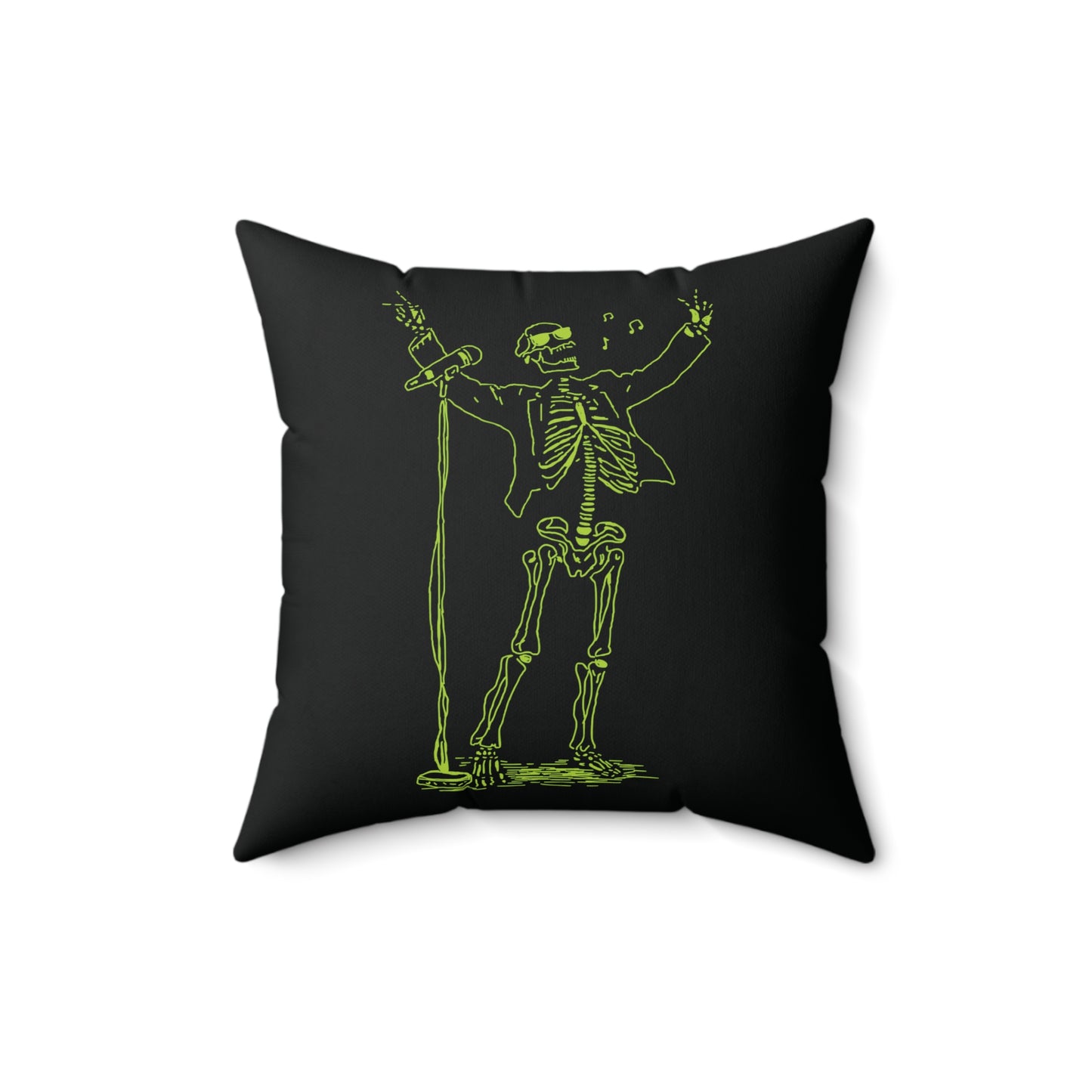 Neon Screamer: Expressive Singer Fluo Skeleton Pillow