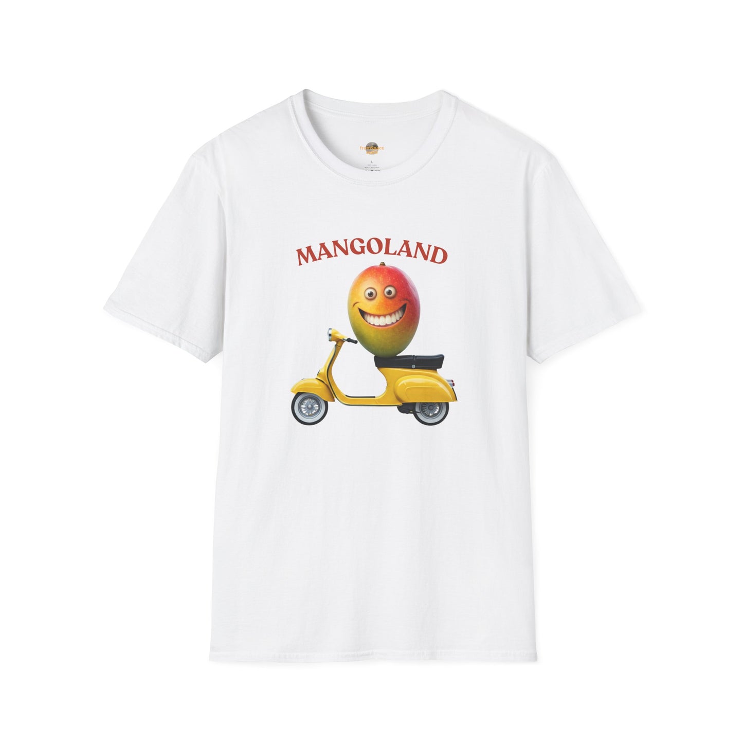 Mangoland t-shirt: Funny Mango Riding Vespa Tee