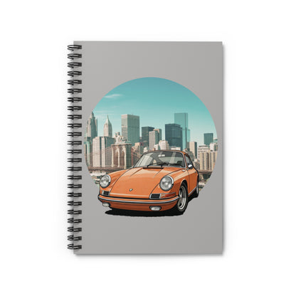 Orange Classic Porsche 911 in NYC Spiral Notebook - Vintage Car Lover Gift