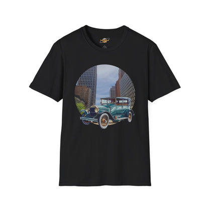 Motor City Roamer T-Shirt: Vintage 1920s Car & Detroit Skyline | Americana Tee